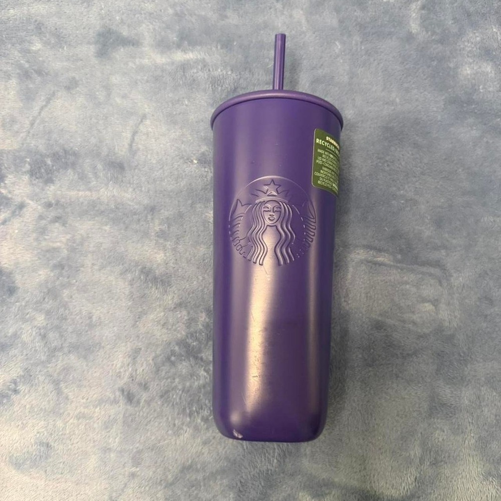 Starbucks Purple Recycled Stainless Steel Cold Tumbler 24oz with Straw new
